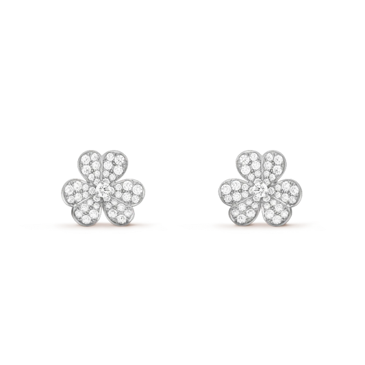 [Bling Jewelrys ]FRIVOLE SILVER FLOWER DIAMOND EARRINGS