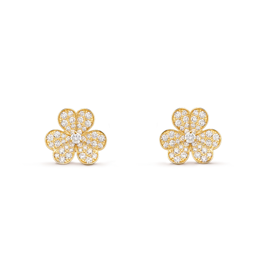 [Bling Jewelrys ]FRIVOLE GOLD FLOWER DIAMOND EARRINGS