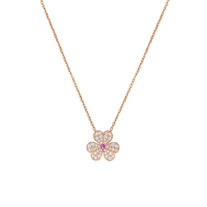 [Bling Jewelrys ]FRIVOLE ROSÉGOLD BLUMEN-DIAMANT-HALSKETTE