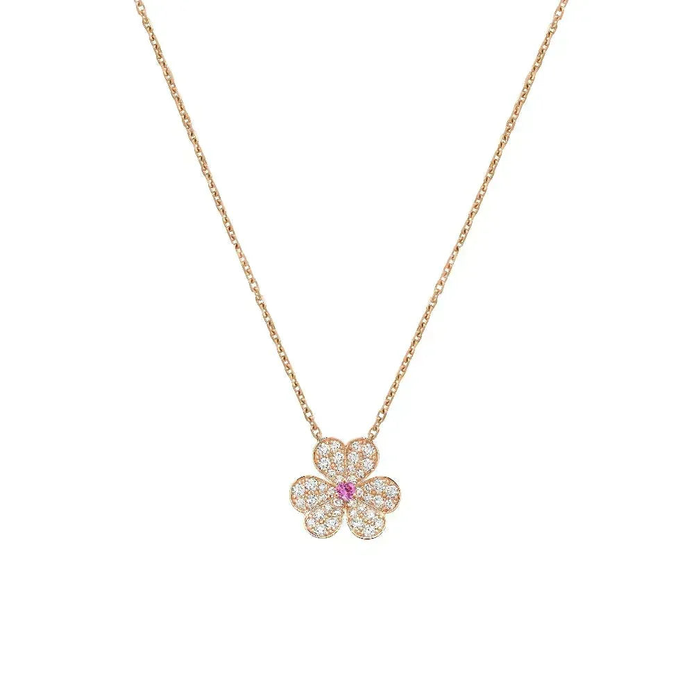 [Bling Jewelrys ]FRIVOLE ROSÉGOLD BLUMEN-DIAMANT-HALSKETTE