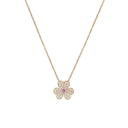 [Bling Jewelrys ]FRIVOLE ROSÉGOLD BLUMEN-DIAMANT-HALSKETTE