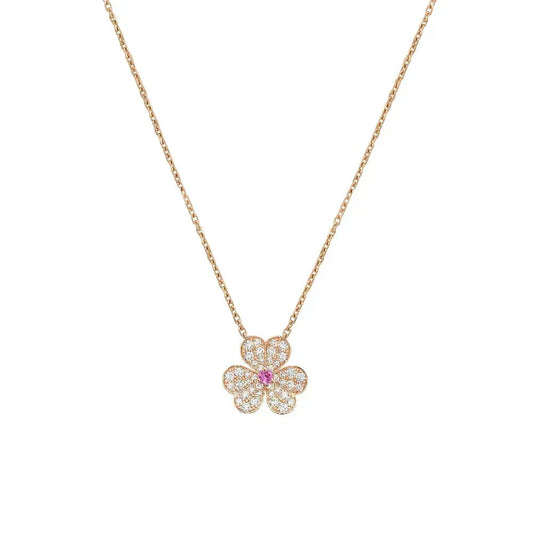 [Bling Jewelrys ]FRIVOLE ROSÉGOLD BLUMEN-DIAMANT-HALSKETTE