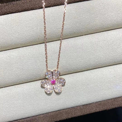 [Bling Jewelrys ]FRIVOLE ROSÉGOLD BLUMEN-DIAMANT-HALSKETTE