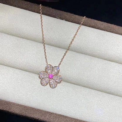 [Bling Jewelrys ]FRIVOLE ROSÉGOLD BLUMEN-DIAMANT-HALSKETTE