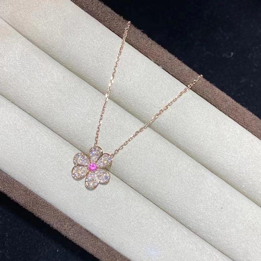 [Bling Jewelrys ]FRIVOLE ROSÉGOLD BLUMEN-DIAMANT-HALSKETTE