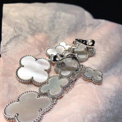 [Bling Jewelrys ]CLOVER EARRINGS WHITE MOP 4 MOTIFS SILVER