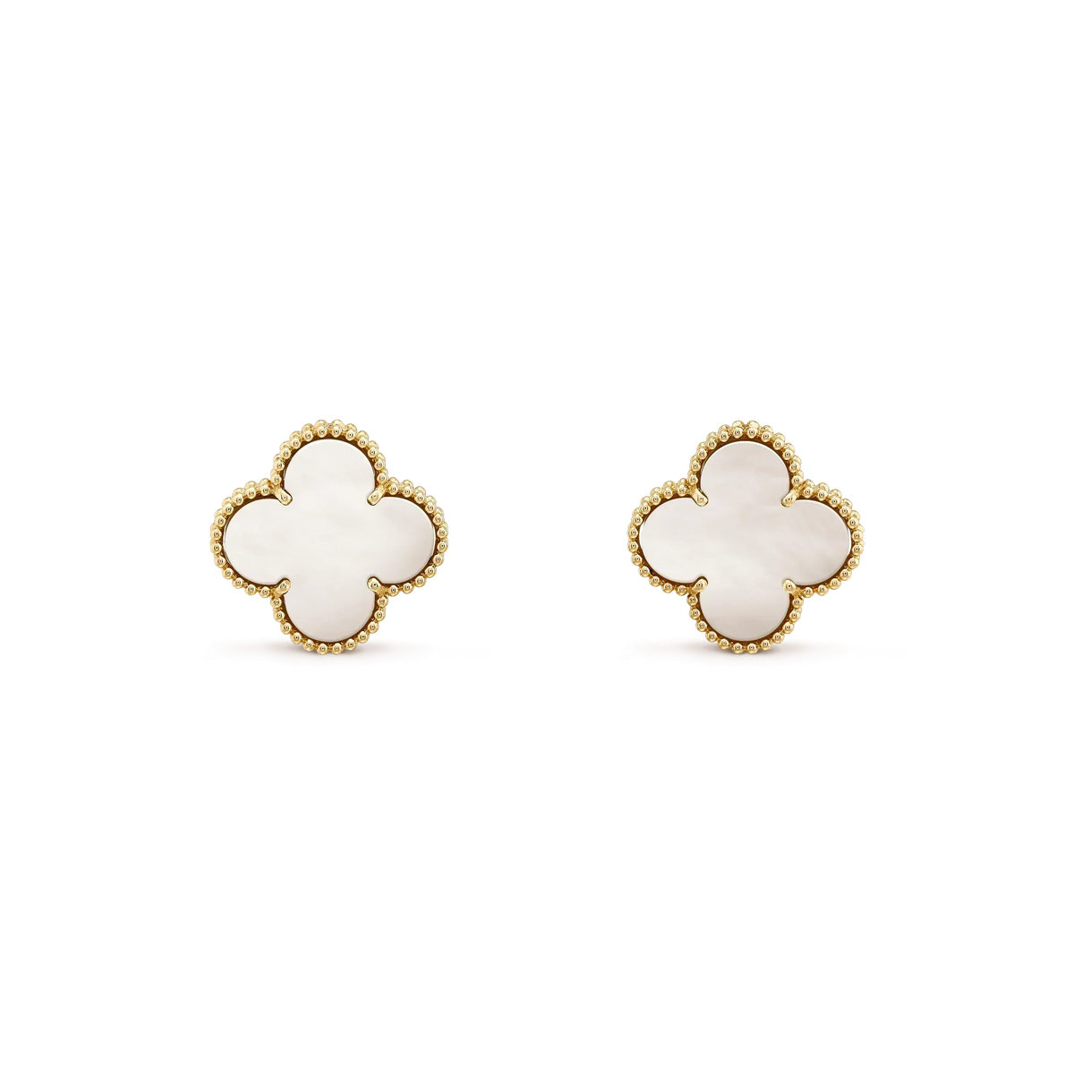 [Bling Jewelrys ]CLOVER MEDIUM 1 MOTIFS  WHITE MOP STUD EARRINGS