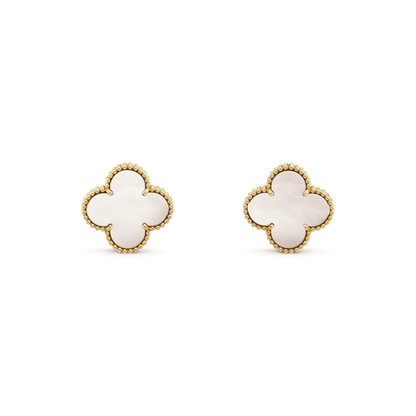 [Bling Jewelrys ]CLOVER MEDIUM 1 MOTIFS  WHITE MOP STUD EARRINGS