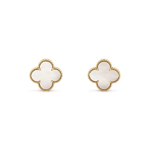 [Bling Jewelrys ]CLOVER MEDIUM 1 MOTIFS  WHITE MOP STUD EARRINGS