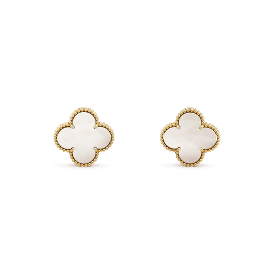 [Bling Jewelrys ]CLOVER MEDIUM 1 MOTIFS  WHITE MOP STUD EARRINGS