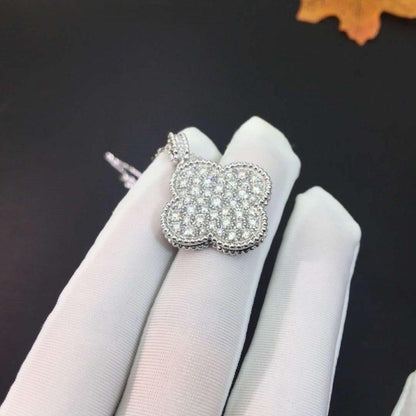 [Bling Jewelrys ]CLOVER 25MM SILVER FULL DIAMOND BIG CLOVER NECKLACE