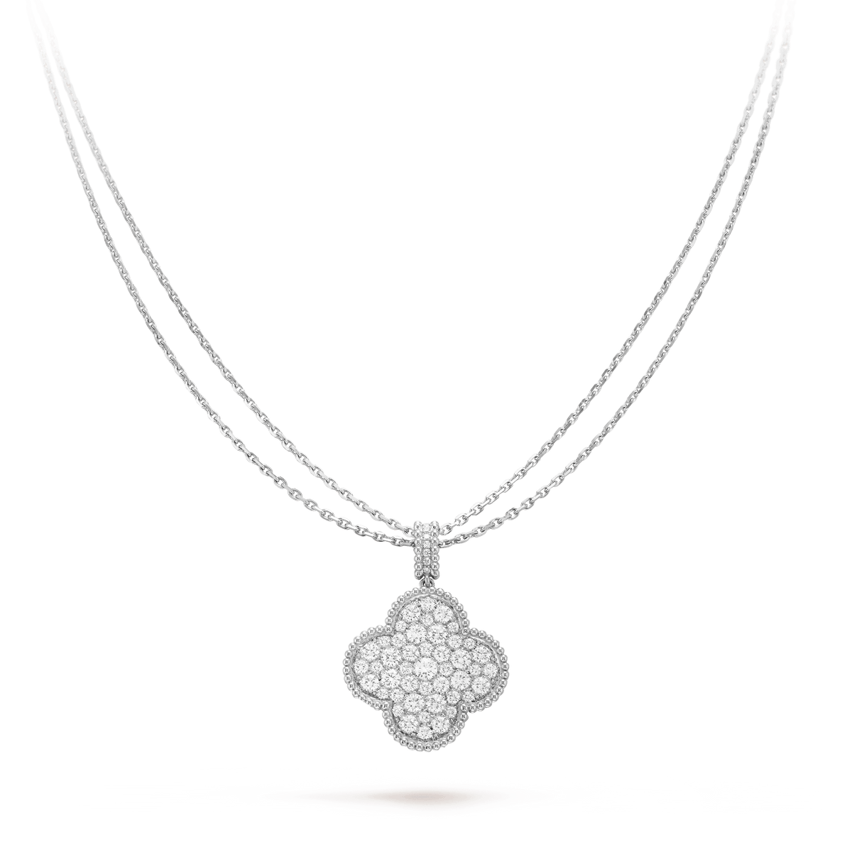 [Bling Jewelrys ]CLOVER 25MM SILVER FULL DIAMOND BIG CLOVER NECKLACE