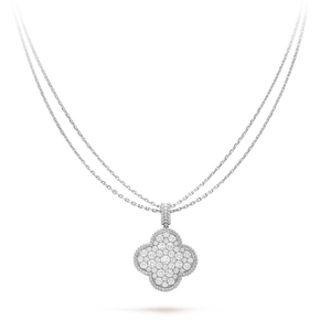 [Bling Jewelrys ]CLOVER 25MM SILVER FULL DIAMOND BIG CLOVER NECKLACE
