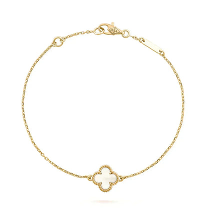 [Bling Jewelry] KLEEBATT-ARMBAND MIT EINZELNER WEISSER MUTTERPERLENBLÜTE