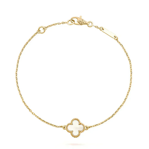 [Bling Jewelry] KLEEBATT-ARMBAND MIT EINZELNER WEISSER MUTTERPERLENBLÜTE