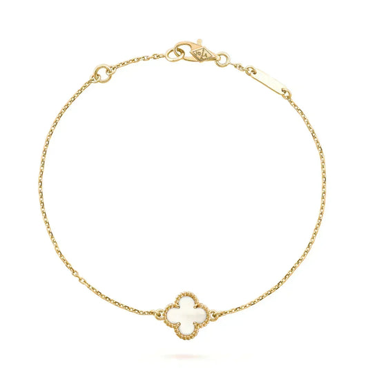 [Bling Jewelry] KLEEBATT-ARMBAND MIT EINZELNER WEISSER MUTTERPERLENBLÜTE
