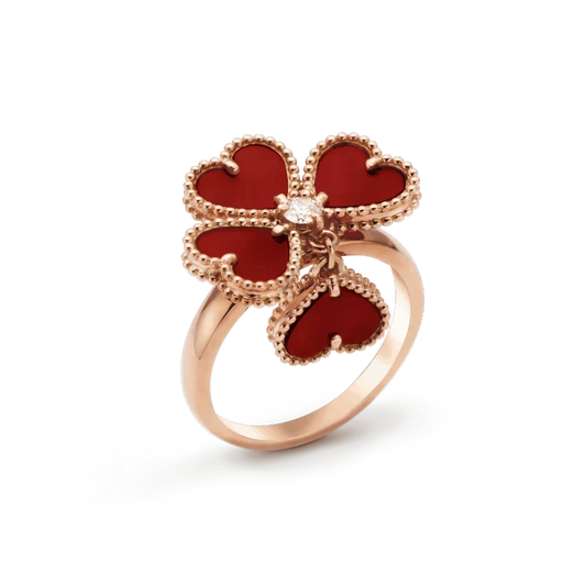 [Bling Jewelrys ]SWEET CLOVER CARNELIAN RING