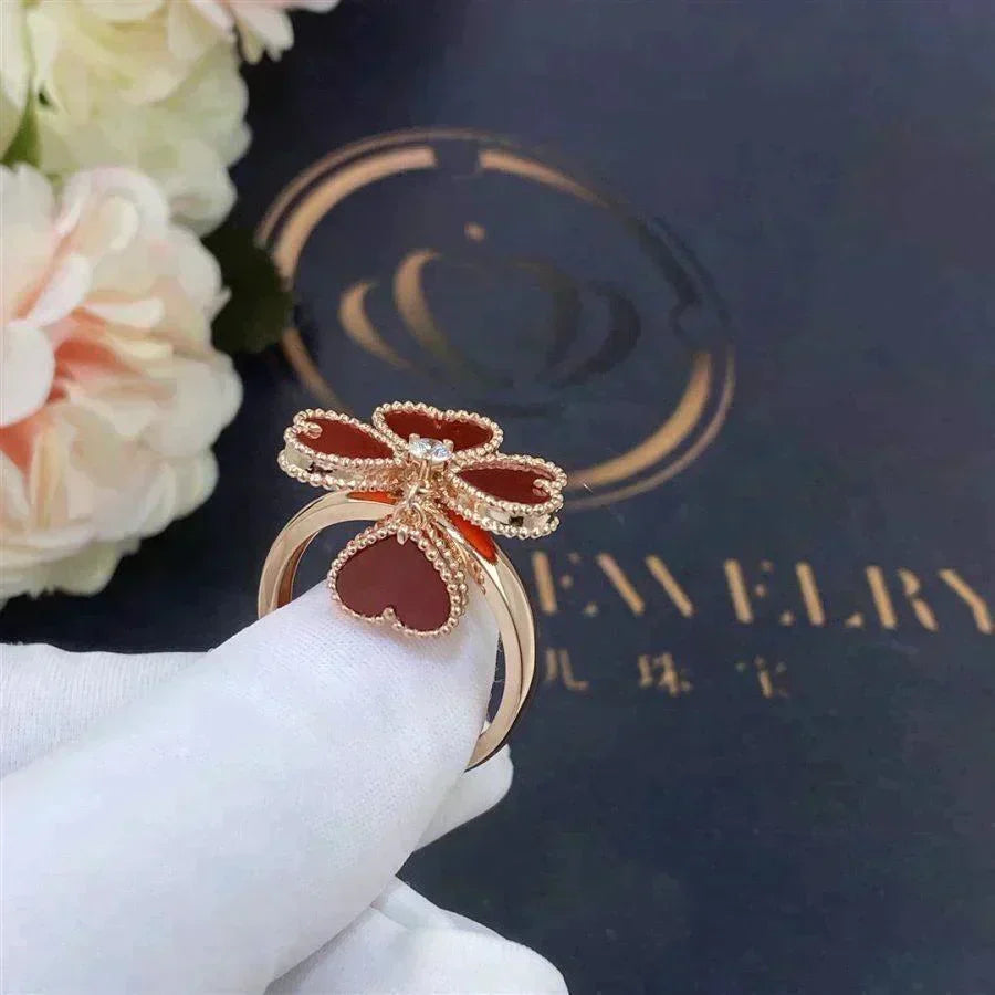 [Bling Jewelrys ]SWEET CLOVER CARNELIAN RING