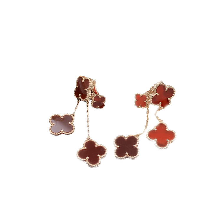 [Bling Jewelrys] KLEEBLATT-OHRRINGE KARNEOL 4 MOTIVE ROSÉGOLD