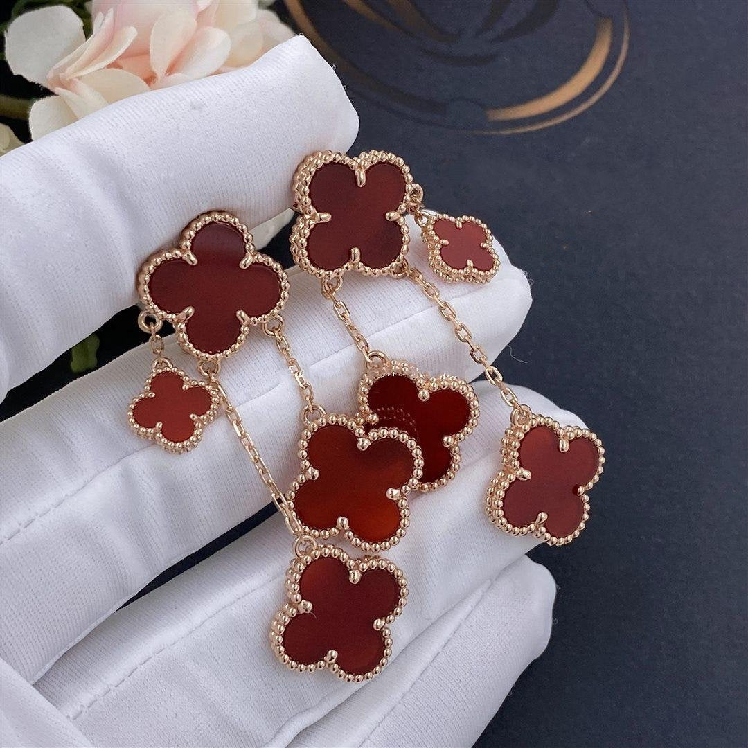 [Bling Jewelrys] KLEEBLATT-OHRRINGE KARNEOL 4 MOTIVE ROSÉGOLD