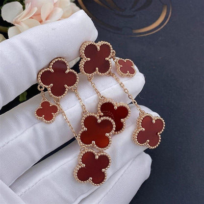 [Bling Jewelrys] KLEEBLATT-OHRRINGE KARNEOL 4 MOTIVE ROSÉGOLD