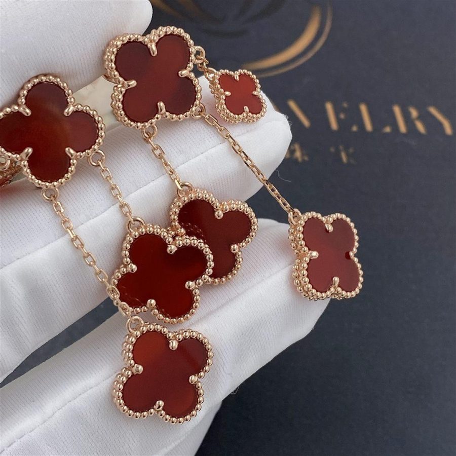 [Bling Jewelrys] KLEEBLATT-OHRRINGE KARNEOL 4 MOTIVE ROSÉGOLD