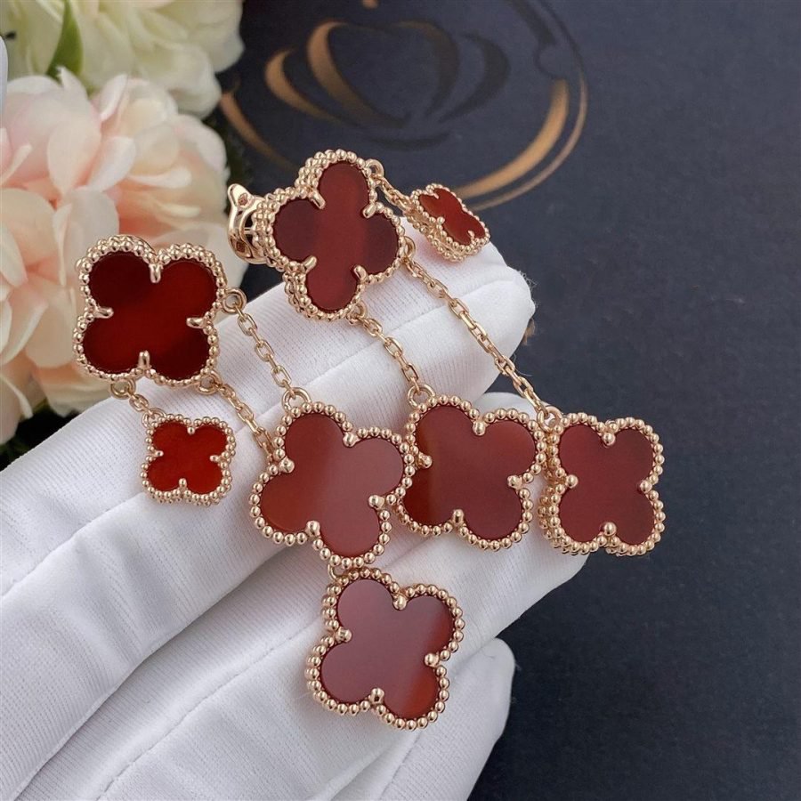 [Bling Jewelrys] KLEEBLATT-OHRRINGE KARNEOL 4 MOTIVE ROSÉGOLD
