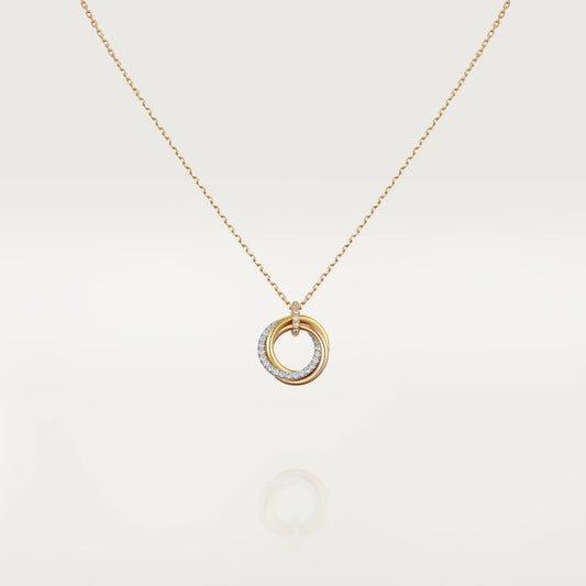 [Bling Jewelrys ]TRINITY NECKLACE SILVER GOLD PINK GOLD DIAMONDS