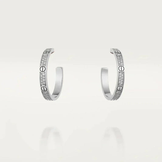 [Bling Jewelrys ]LOVE DIAMOND SILVER HOOP EARRINGS