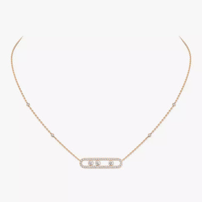 [Bling Jewelrys] Bewegliche Pavé-Halskette in Roségold mit Diamanten