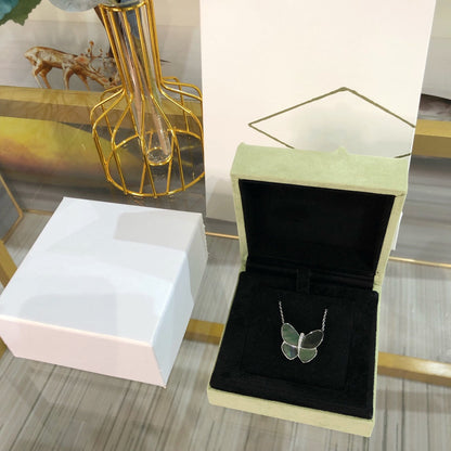 [Bling Jewelrys ]GROSSER SCHMETTERLINGS-SILBERANHÄNGER DIAMANT-HALSKETTE