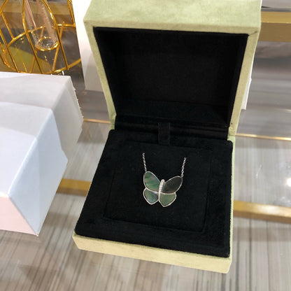 [Bling Jewelrys ]GROSSER SCHMETTERLINGS-SILBERANHÄNGER DIAMANT-HALSKETTE