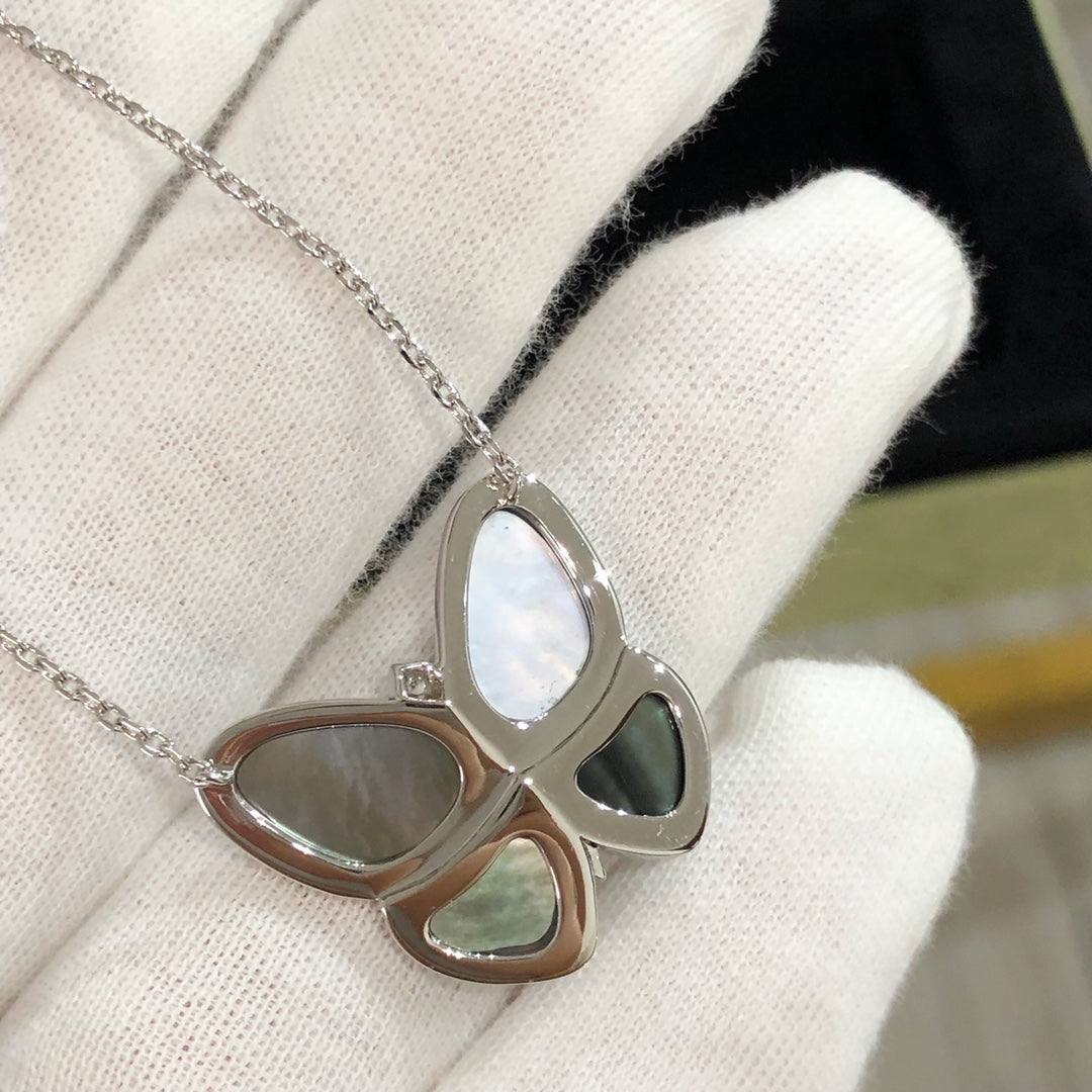[Bling Jewelrys ]GROSSER SCHMETTERLINGS-SILBERANHÄNGER DIAMANT-HALSKETTE