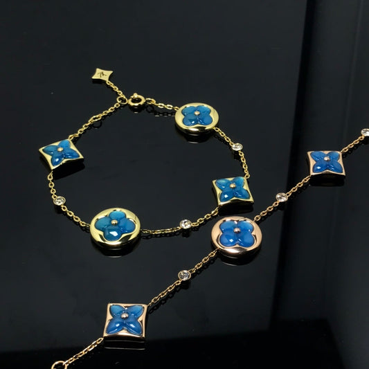 [Bling Jewelrys ]STAR AND SUN 4 MOTIF BLUE BRACELET