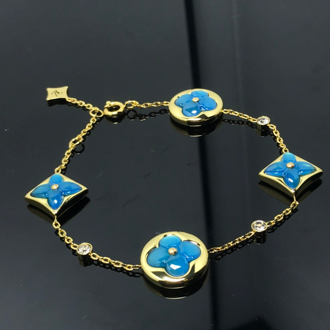 [Bling Jewelrys ]STAR AND SUN 4 MOTIF BLUE BRACELET