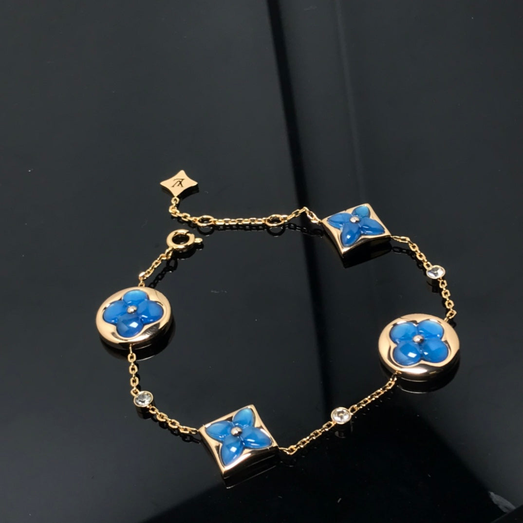 [Bling Jewelrys ]STAR AND SUN 4 MOTIF BLUE BRACELET