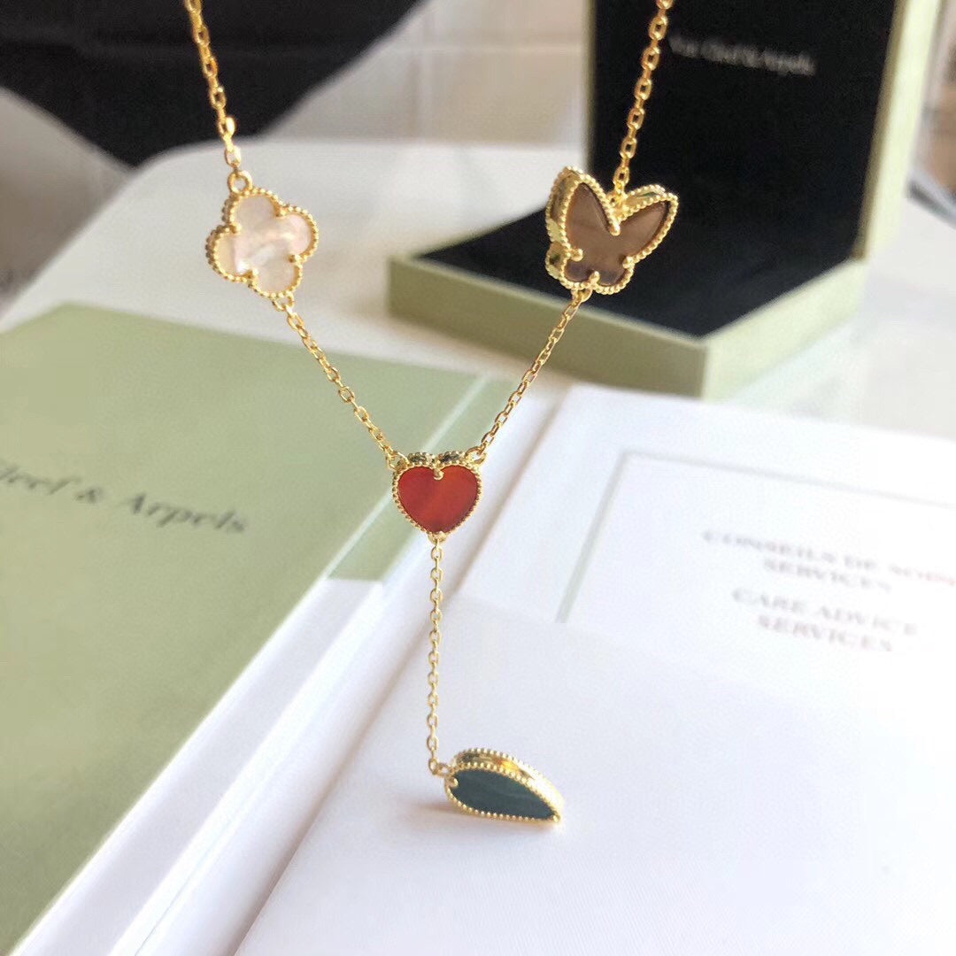 [Bling Jewelrys] LUCKY SPRING 4 MOTIVE HALSKETTE IN ROSÉGOLD