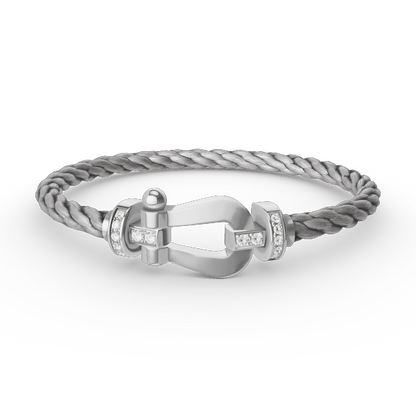 [Bling Jewelrys ]FORCE LARGE HORSESHOE HALF DIAMOND BRACELET SILVER