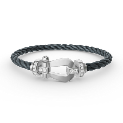 [Bling Jewelrys ]FORCE LARGE HORSESHOE HALF DIAMOND BRACELET SILVER
