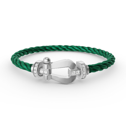 [Bling Jewelrys ]FORCE LARGE HORSESHOE HALF DIAMOND BRACELET SILVER