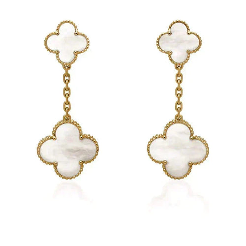 [Bling Jewelrys ]CLOVER 2 MOTIF WHITE MOP EARRINGS