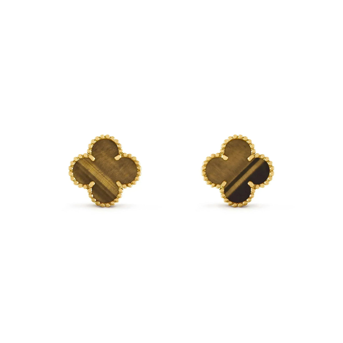 [Bling Jewelrys ]CLOVER MEDIUM 1 MOTIFS TIGER EYE EARRINGS