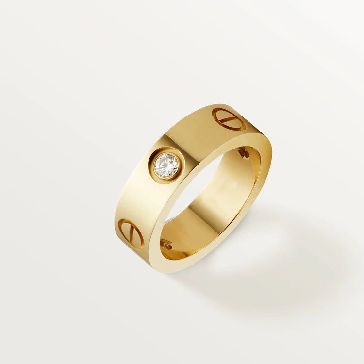 [Bling Jewelrys ]LOVE RING 5.5MM 3 DIAMONDS PINK GOLD
