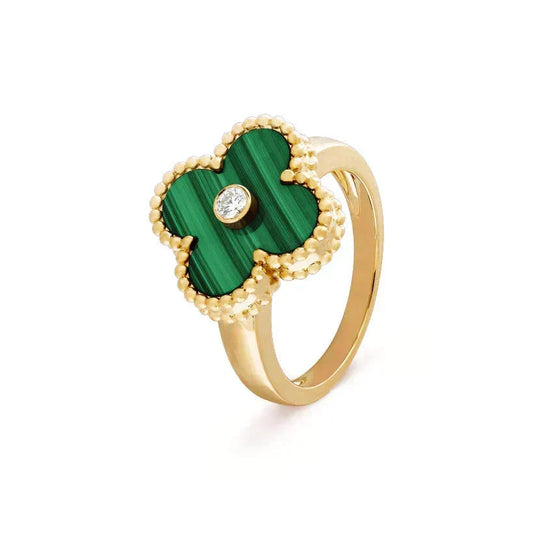 [Bling Jewelrys ]CLOVER MALACHITE RING GOLD DIAMOND