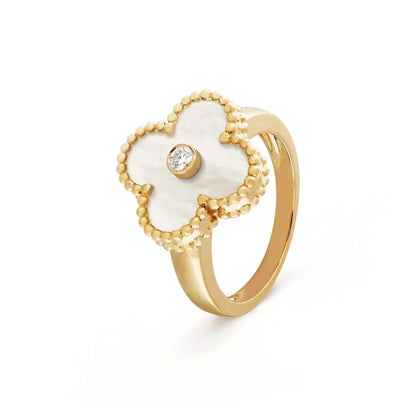 [Bling Jewelrys ]CLOVER PINK MOP RING GOLD DIAMOND