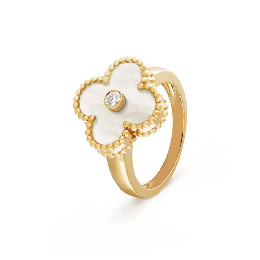 [Bling Jewelrys ]CLOVER PINK MOP RING GOLD DIAMOND