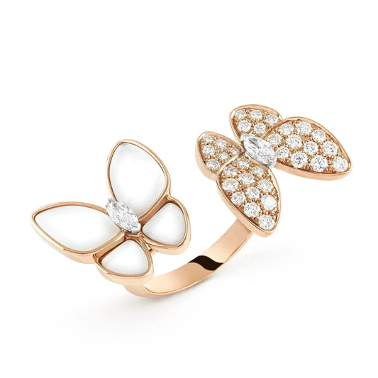[Bling Jewelrys ]TWIN BUTTERFLY DIAMOND MOP RING