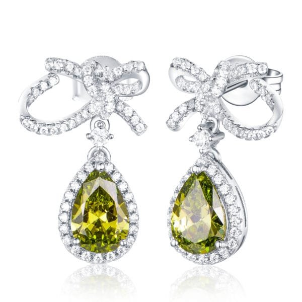 trendy women jewelry earrings cubic zirconia pear design stone earrings 925 sterling silver earrings women