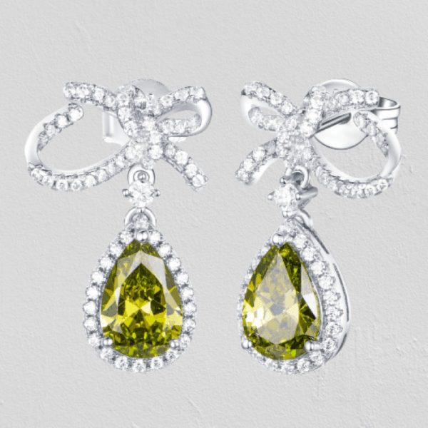 trendy women jewelry earrings cubic zirconia pear design stone earrings 925 sterling silver earrings women