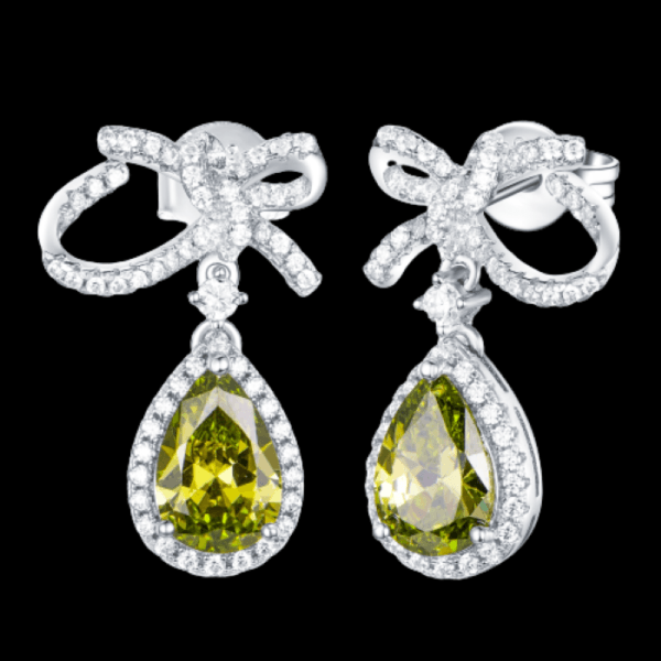 trendy women jewelry earrings cubic zirconia pear design stone earrings 925 sterling silver earrings women